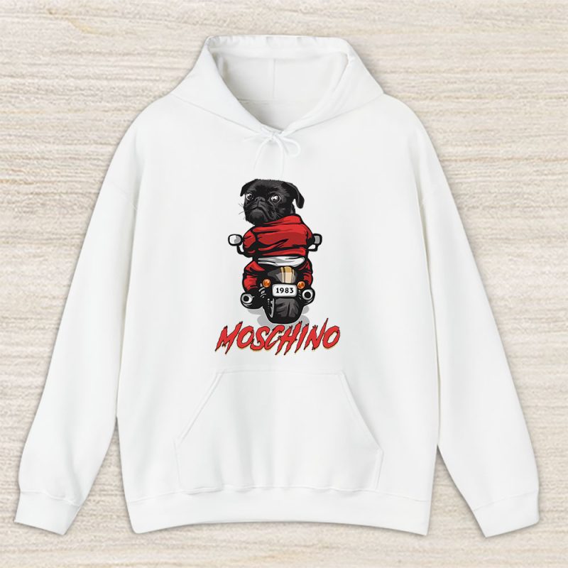 Pug Dog Riding A Motorcycle Moschino Unisex Hoodie TAH5535