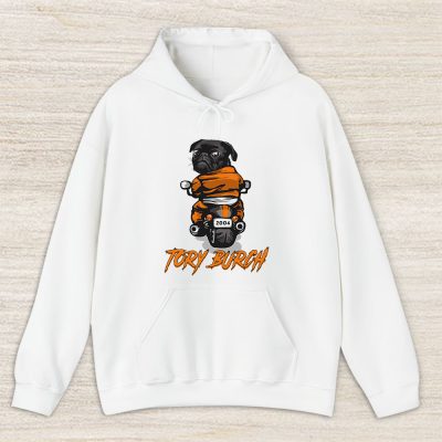 Pug Dog Riding A Motorcycle Tory Burch Brand Unisex Hoodie TAH6392