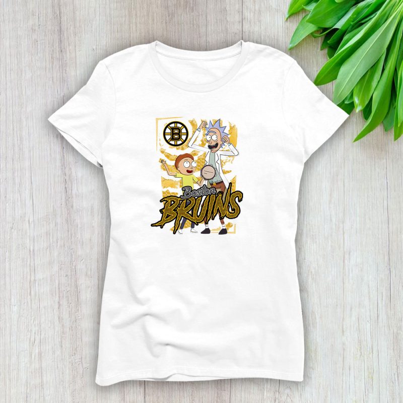 Rick And Morty X Boston Bruins Team NHL Hockey Fan Lady T-Shirt Women Tee LTL8814