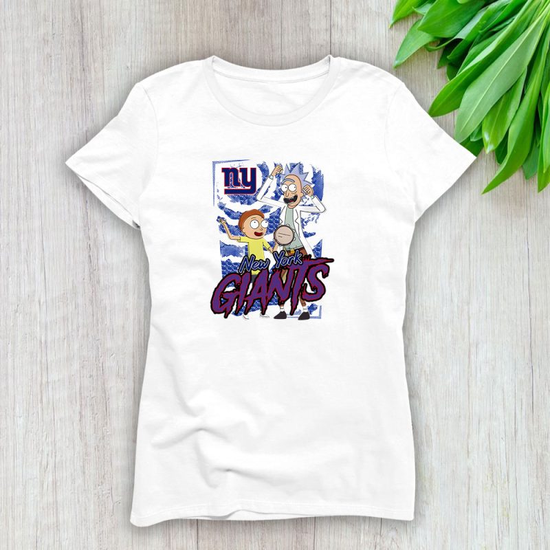Rick And Morty X New York Giants Team NFL American Football Lady T-Shirt Women Tee LTL8809