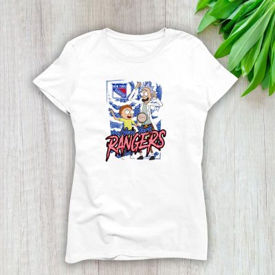Rick And Morty X New York Rangers Team NHL Hockey Fan Lady T-Shirt Women Tee LTL8819