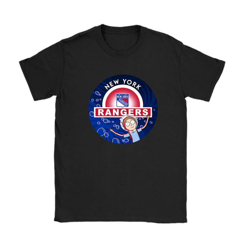 Rick And Morty X New York Rangers Team NHL Hockey Fan Unisex T-Shirt Cotton Tee TAT8673