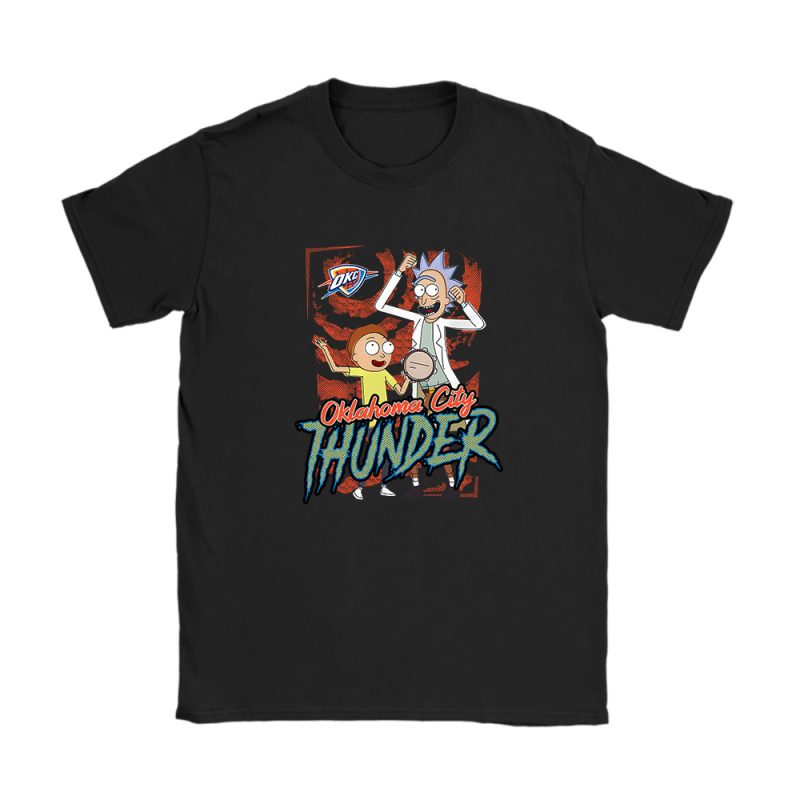Rick And Morty X Oklahoma City Thunder Team NBA Basketball Unisex T-Shirt Cotton Tee TAT8546