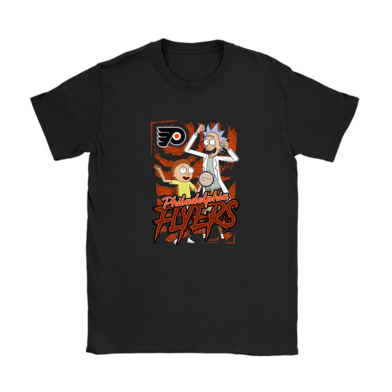 Rick And Morty X Philadelphia Flyers Team NHL Hockey Fan Unisex T-Shirt Cotton Tee TAT8820