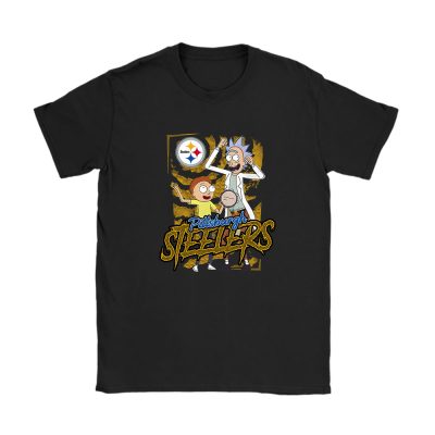 Rick And Morty X Pittsburgh Steelers Team NFL American Football Unisex T-Shirt Cotton Tee TAT8811