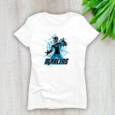 Spiderman MLB Miami Marlins Lady T-Shirt Women Tee LTL7294