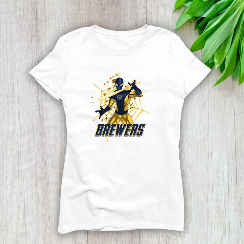 Spiderman MLB Milwaukee Brewers Lady T-Shirt Women Tee LTL7280