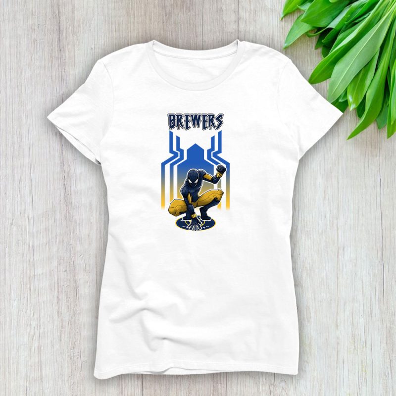 Spiderman MLB Milwaukee Brewers Lady T-Shirt Women Tee LTL7281