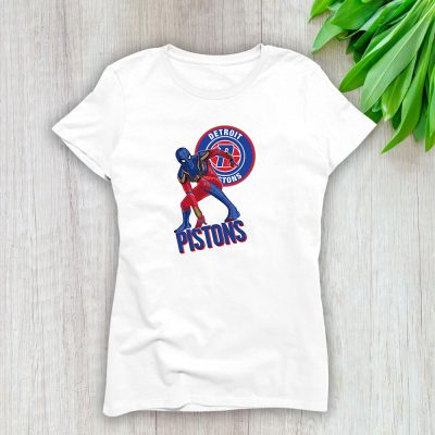 Spiderman NBA Detroit Pistons Lady T-Shirt Women Tee LTL8379