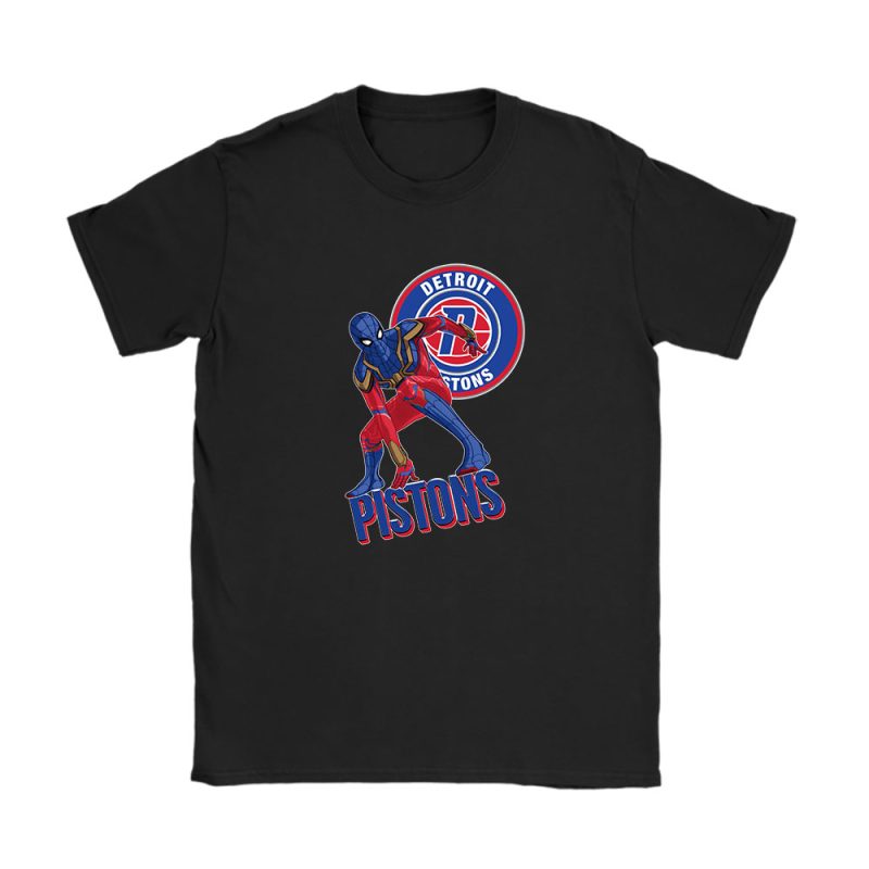 Spiderman NBA Detroit Pistons Unisex T-Shirt Cotton Tee TAT8379