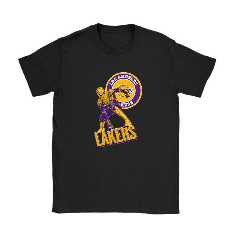 Spiderman NBA Los Angeles Lakers Unisex T-Shirt Cotton Tee TAT8399