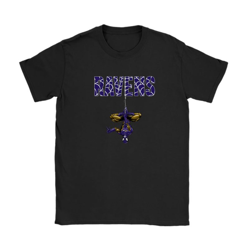 Spiderman NFL Baltimore Ravens Unisex T-Shirt Cotton Tee TAT7137