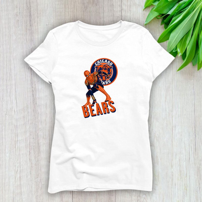 Spiderman NFL Chicago Bears Lady T-Shirt Women Cotton Tee TLT7639