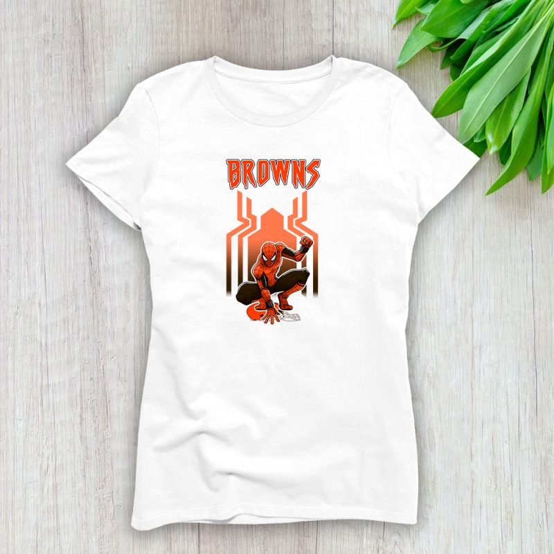 Spiderman NFL Cleveland Browns Brand Lady T-Shirt Women Tee TLT6574