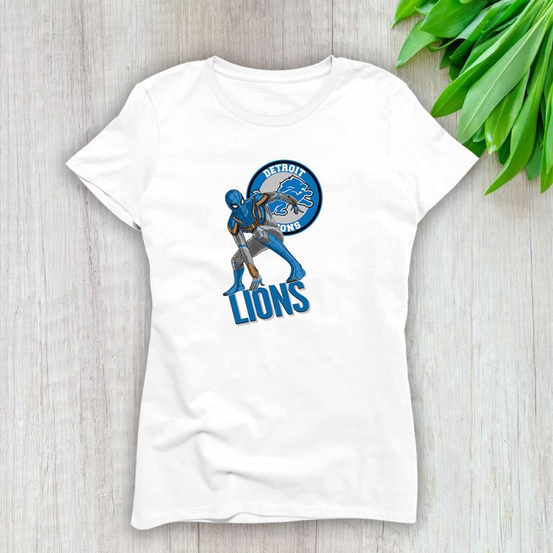 Spiderman NFL Detroit Lions Lady T-Shirt Women Cotton Tee TLT7653