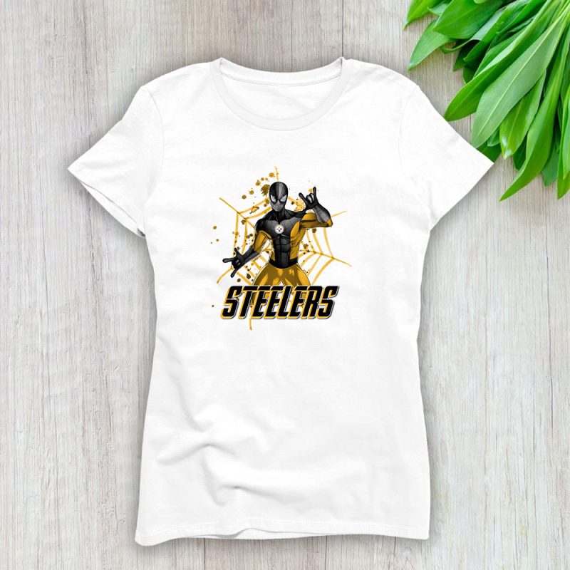 Spiderman NFL Pittsburgh Steelers Lady T-Shirt Women Tee LTL7368