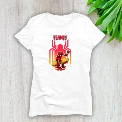 Spiderman NHL Calgary Flames Lady T-Shirt Women Cotton Tee TLT7642