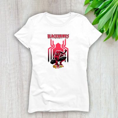 Spiderman NHL Chicago Blackhawks Lady T-Shirt Women Cotton Tee TLT7640