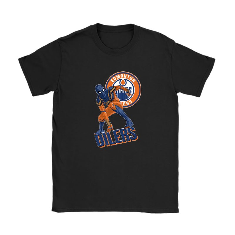 Spiderman NHL Edmonton Oilers Unisex T-Shirt Cotton Tee TAT8383