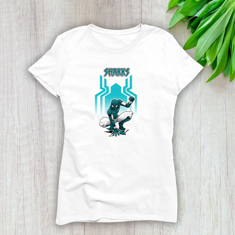 Spiderman NHL San Jose Sharks Lady T-Shirt Women Cotton Tee TLT7700