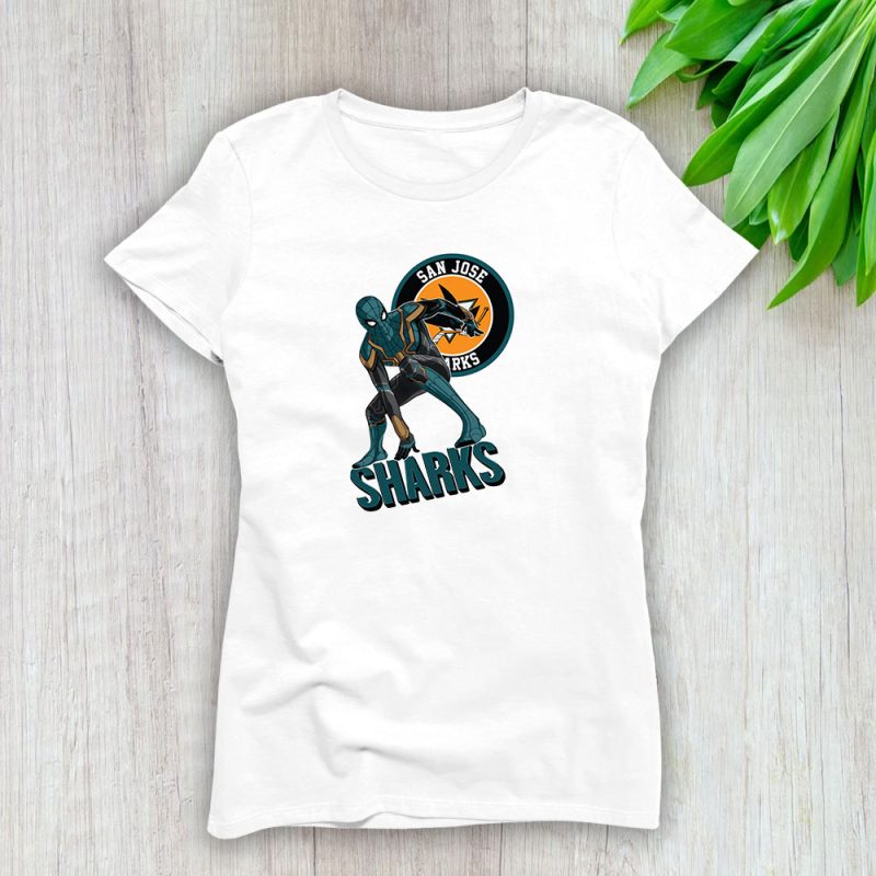 Spiderman NHL San Jose Sharks Lady T-Shirt Women Tee LTL8448