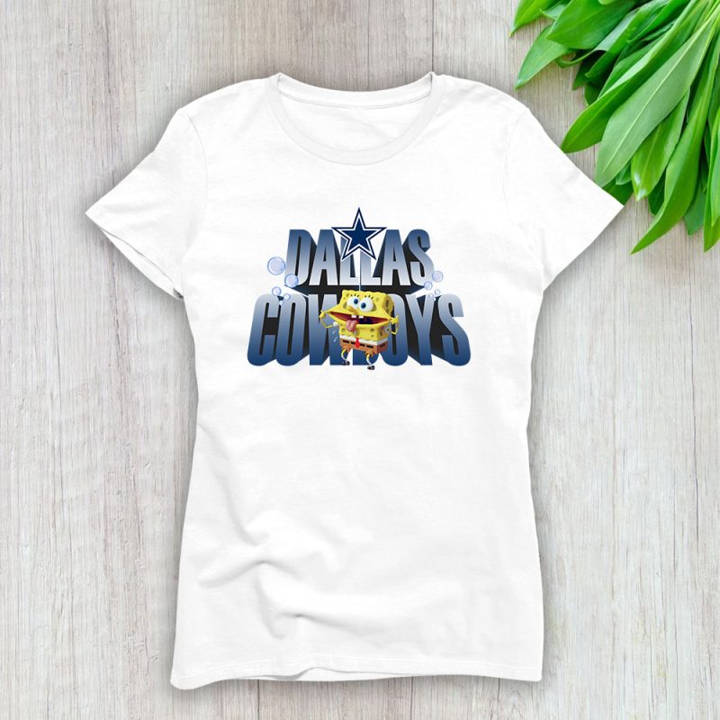 Spongebob Squarepants X Dallas Cowboys Team X NFL X American Football Lady Shirt Women Tee TLT5945