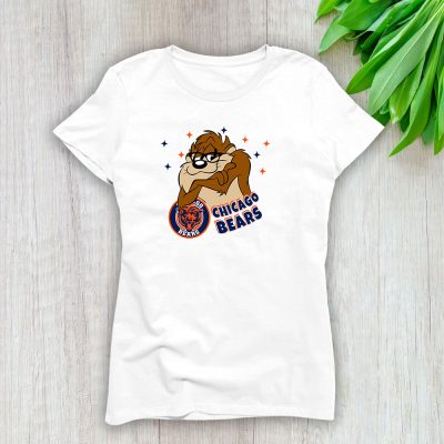 Tasmanian Devil X Chicago Bears Team NFL American Football Lady T-Shirt Cotton Tee TLT6537
