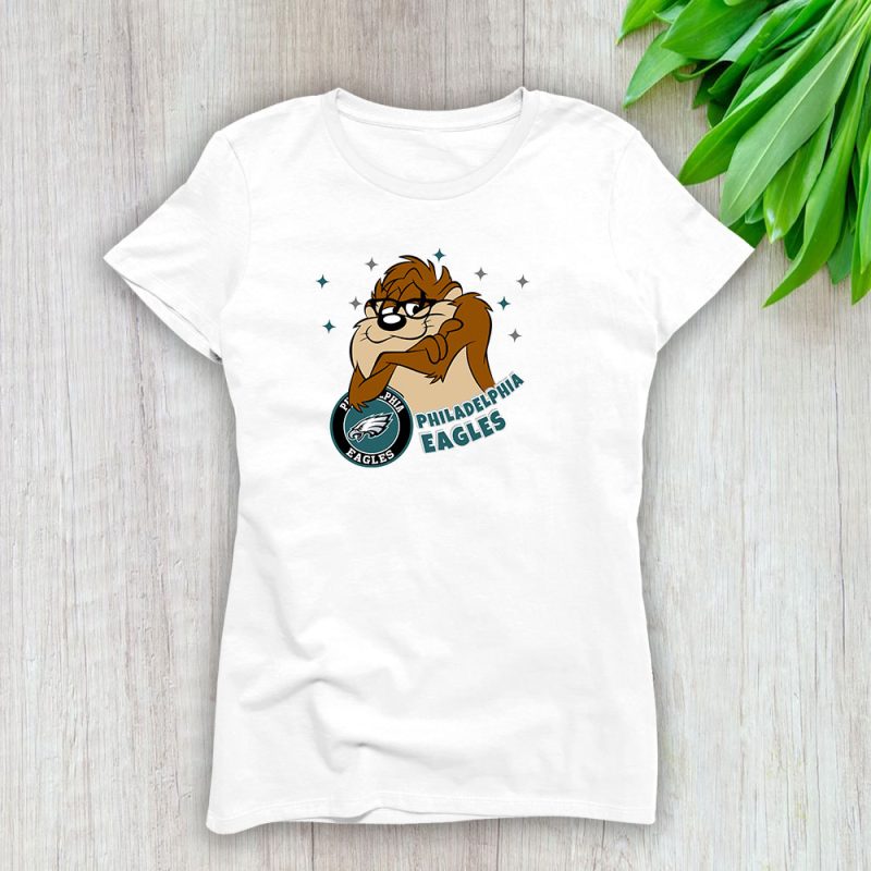 Tasmanian Devil X Philadelphia Eagles Team NFL American Football Lady T-Shirt Cotton Tee TLT6542