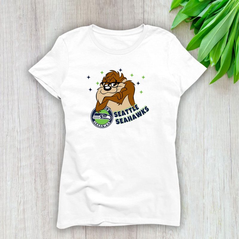 Tasmanian Devil X Seattle Seahawks Team NFL American Football Lady T-Shirt Cotton Tee TLT6544