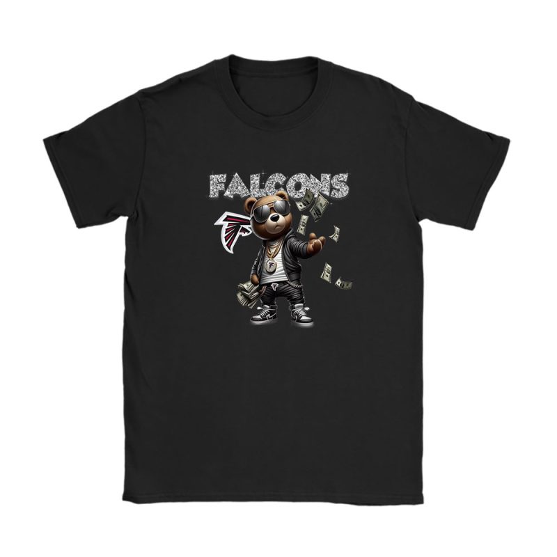 Teddy Bear Hiphop X Atlanta Falcons Team NFL American Football Unisex T-Shirt Cotton Tee TAT8825
