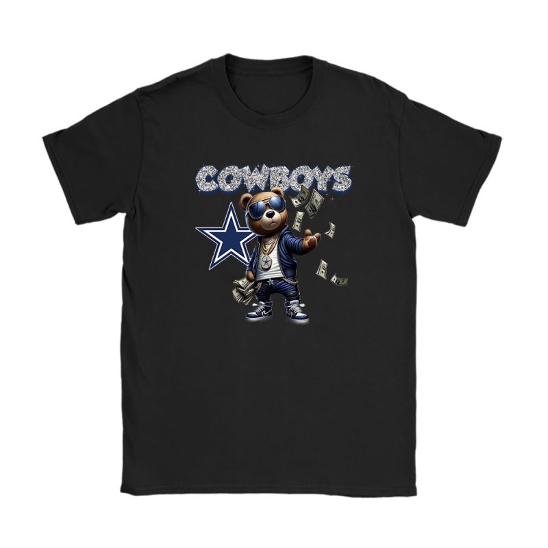 Teddy Bear Hiphop X Dallas Cowboys Team NFL American Football Unisex T-Shirt Cotton Tee TAT7969