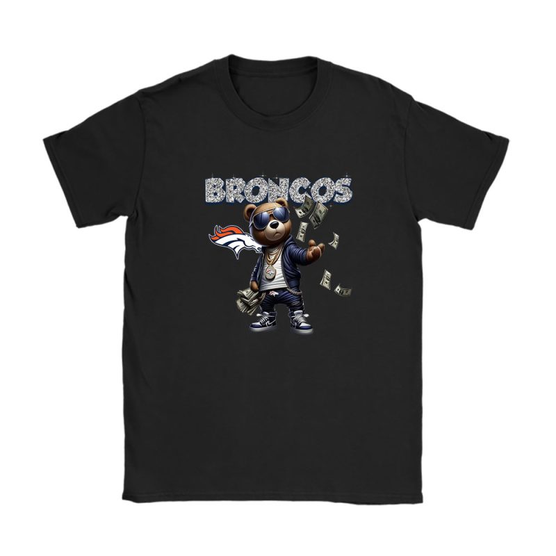 Teddy Bear Hiphop X Denver Broncos Team NFL American Football Unisex T-Shirt Cotton Tee TAT8832