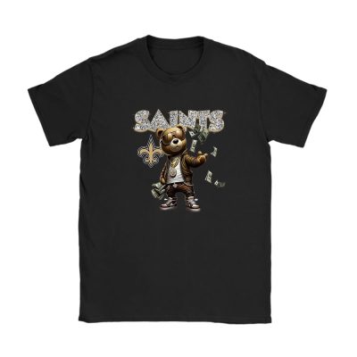 Teddy Bear Hiphop X New Orleans Saints Team NFL American Football Unisex T-Shirt Cotton Tee TAT8845