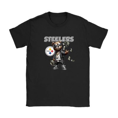 Teddy Bear Hiphop X Pittsburgh Steelers Team NFL American Football Unisex T-Shirt Cotton Tee TAT8849