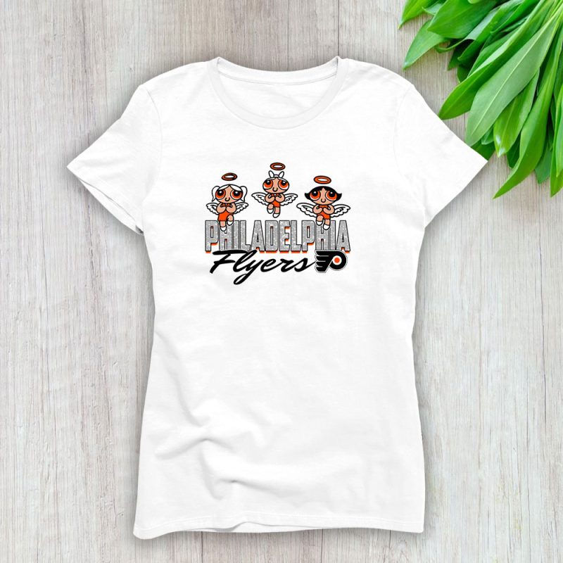 The Powerpuff Girls X Philadelphia Flyers Team X NHL X Hockey Fan Lady T-Shirt Women Tee TLT6866