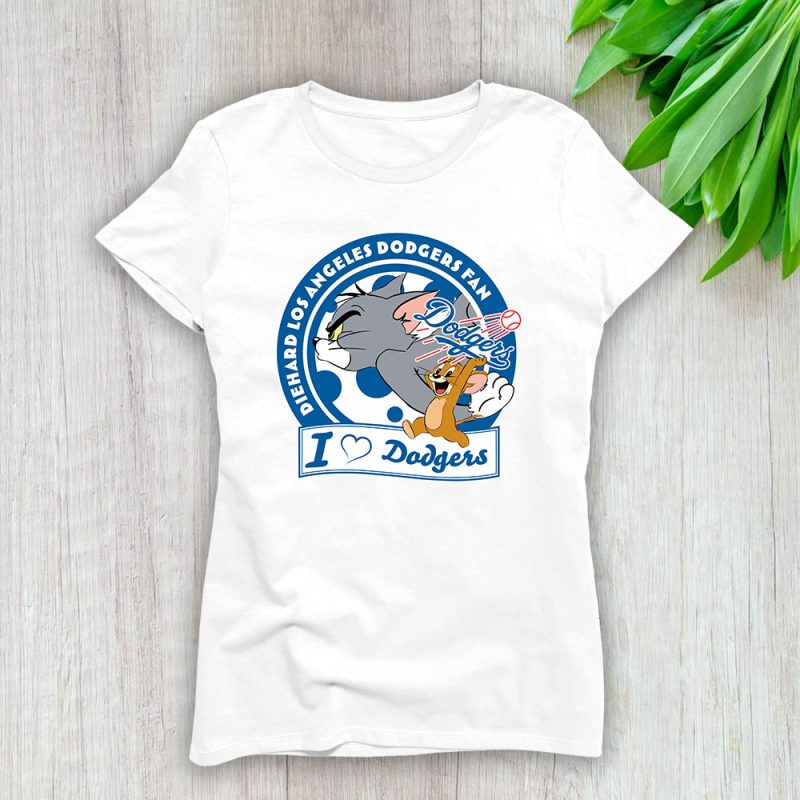 Tom And Jerry X Los Angeles Dodgers Team X MLB X Baseball Fans Lady Shirt Women Tee TLT6009