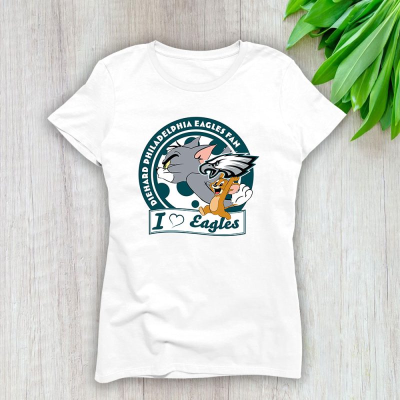 Tom And Jerry X Philadelphia Eagles Team X NFL X American Football Lady Shirt Women Tee TLT6032