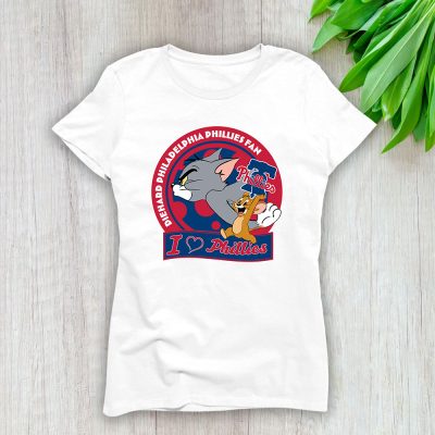 Tom And Jerry X Philadelphia Phillies Team X MLB X Baseball Fans Lady Shirt Women Tee TLT6012