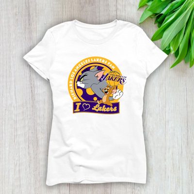 Tom Jerry X Los Angeles Lakers Team X NBA X Basketball Lady Shirt Women Tee TLT6022