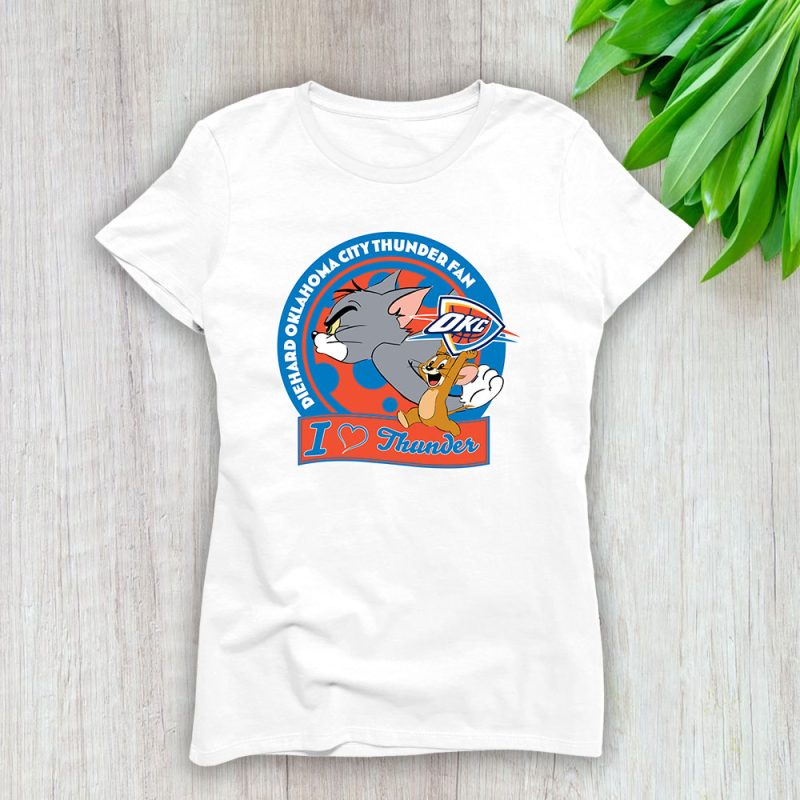 Tom Jerry X Oklahoma City Thunder Team X NBA X Basketball Lady Shirt Women Tee TLT6025