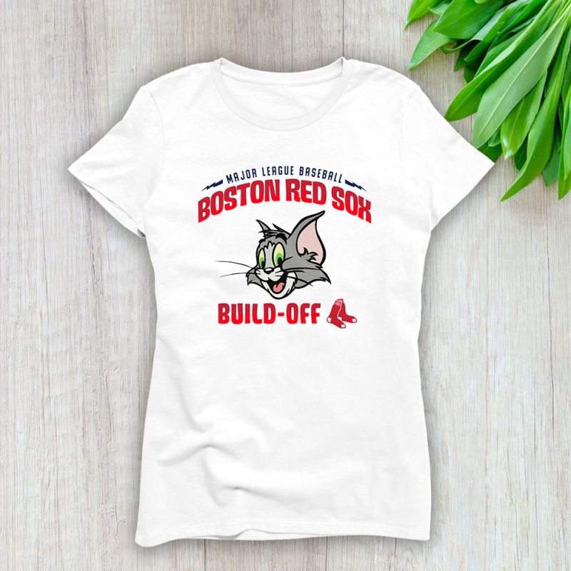 Tom X Tom And Jerry X Boston Red Sox Team MLB Baseball Fans Lady Shirt Women Tee TLT6047