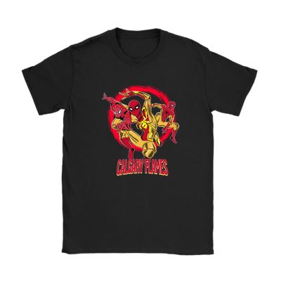 Spiderman NHL Calgary Flames Unisex T-Shirt Cotton Tee TAT9857