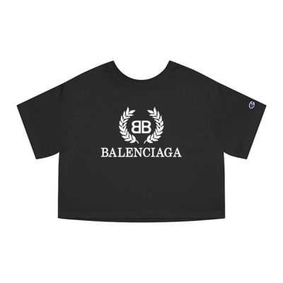 Balenciaga Laurel Logo Luxury Champion Lady Crop-Top T-Shirt CTB2415