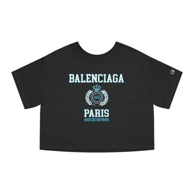 Balenciaga Laurel Paris Logo Luxury Champion Lady Crop-Top T-Shirt CTB2426