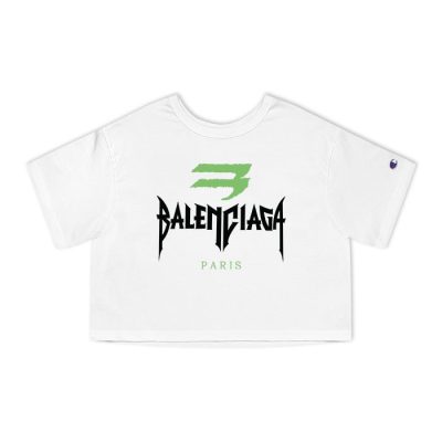 Balenciaga Paris Metal Logo Champion Lady Crop-Top T-Shirt CTB2431