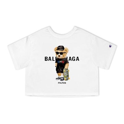 Balenciaga Paris Teddy Bear Logo Champion Lady Crop-Top T-Shirt CTB2438