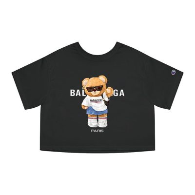 Balenciaga Paris Teddy Bear Logo Champion Lady Crop-Top T-Shirt CTB2449