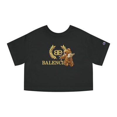 Balenciaga Teddy Bear Gold Luxury Champion Lady Crop-Top T-Shirt CTB2443