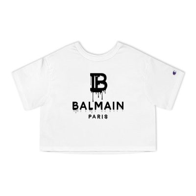 Balmain Drip Logo Champion Lady Crop-Top T-Shirt CTB2867