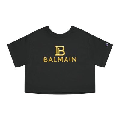 Balmain Gold Logo Luxury Champion Lady Crop-Top T-Shirt CTB2868